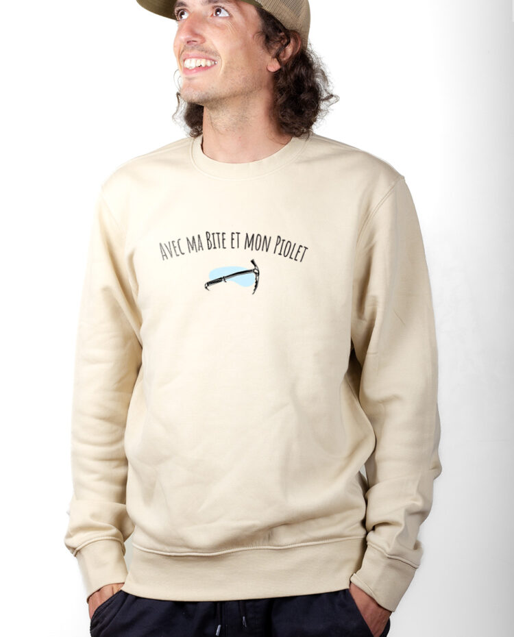 avec ma bite et mon piolet Sweatshirt Pull Homme Naturel PUHNAT283