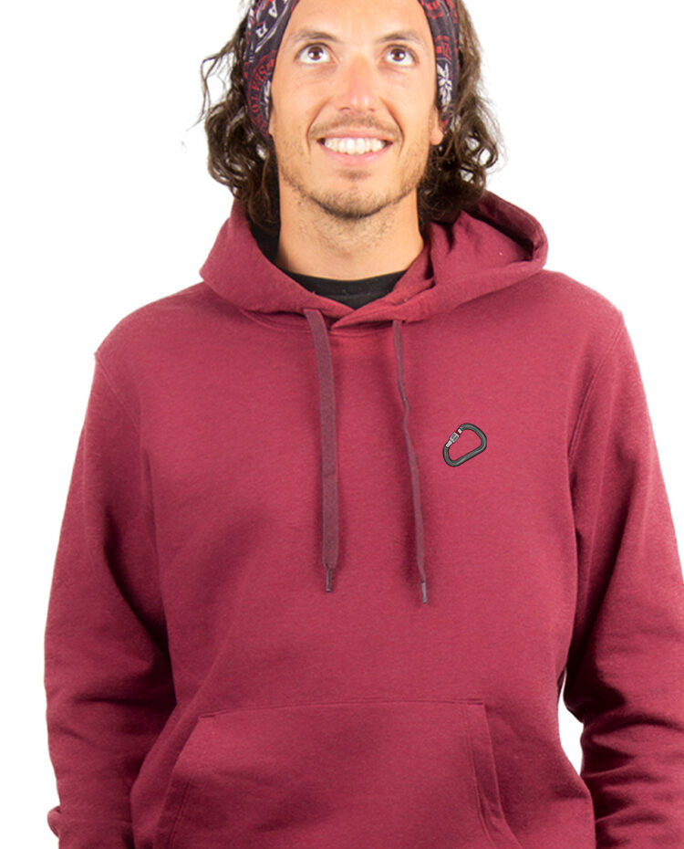 mousqueton picto Hoodie Sweat capuche Homme bordeau SWHBOR329