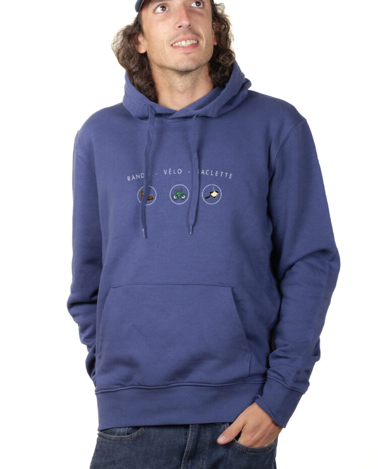 rando velo raclette Hoodie Sweat capuche homme Bleu SWHBLE289