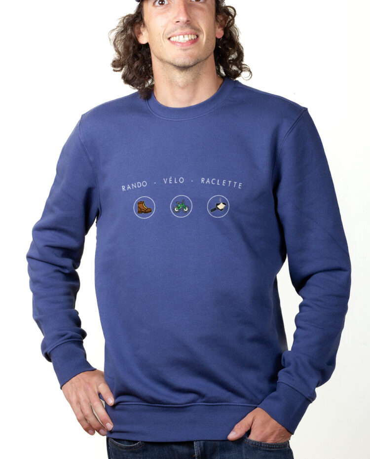 rando velo raclette Sweatshirt Pull Homme bleu PUHBLE289