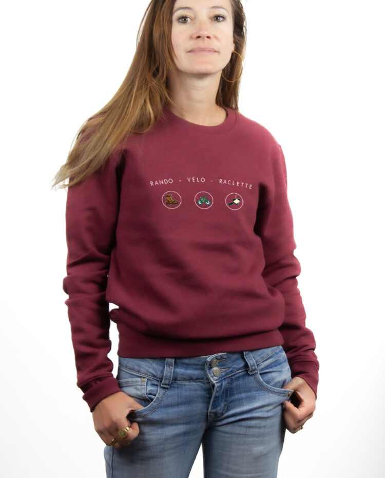 rando velo raclette Sweatshirt pull Femme Bordeau PUFBOR289