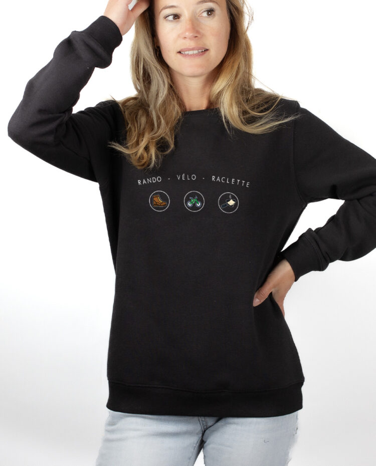 rando velo raclette Sweatshirt pull Femme Noir PUFNOI289