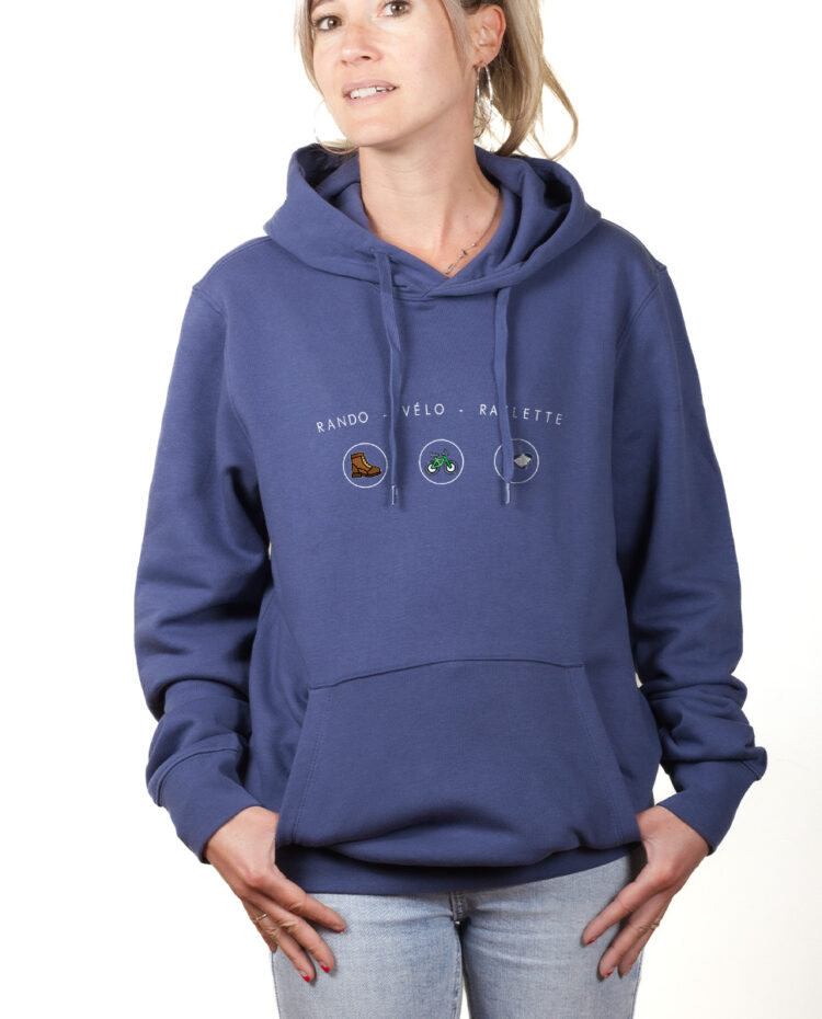 rando velo raclette hoodie Sweat capuche Femme Bleu SWFBLE289