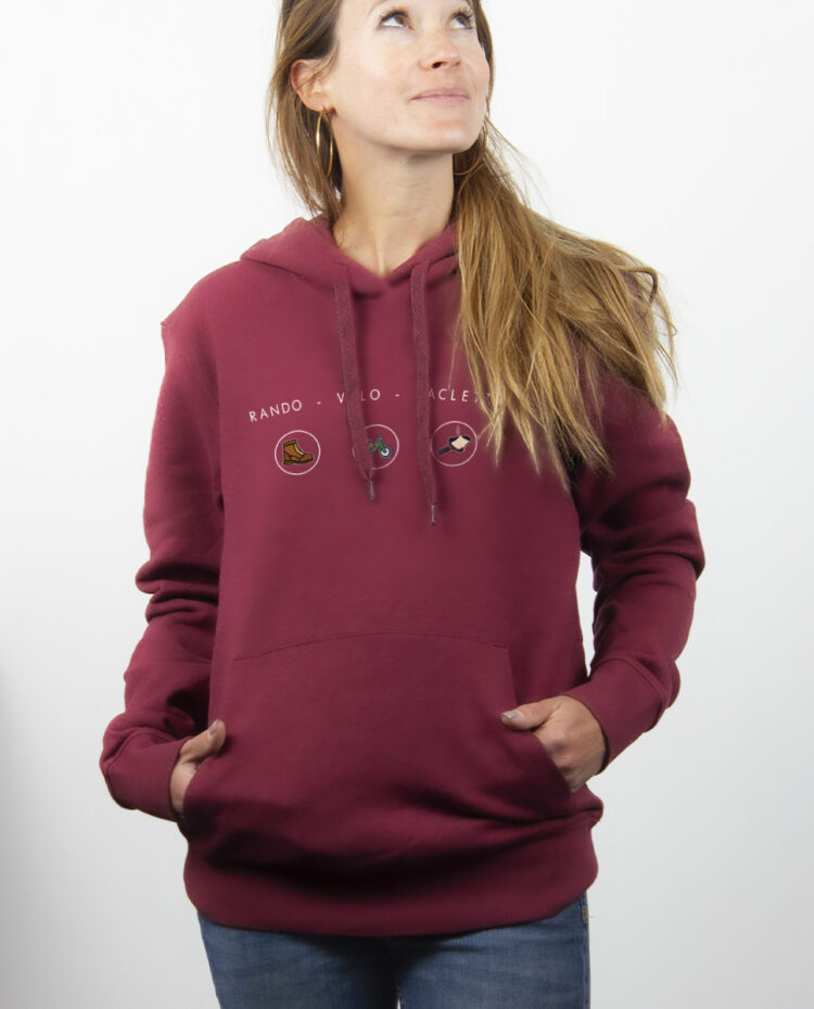 rando velo raclette hoodie Sweat capuche Femme Bordeau SWFBOR289