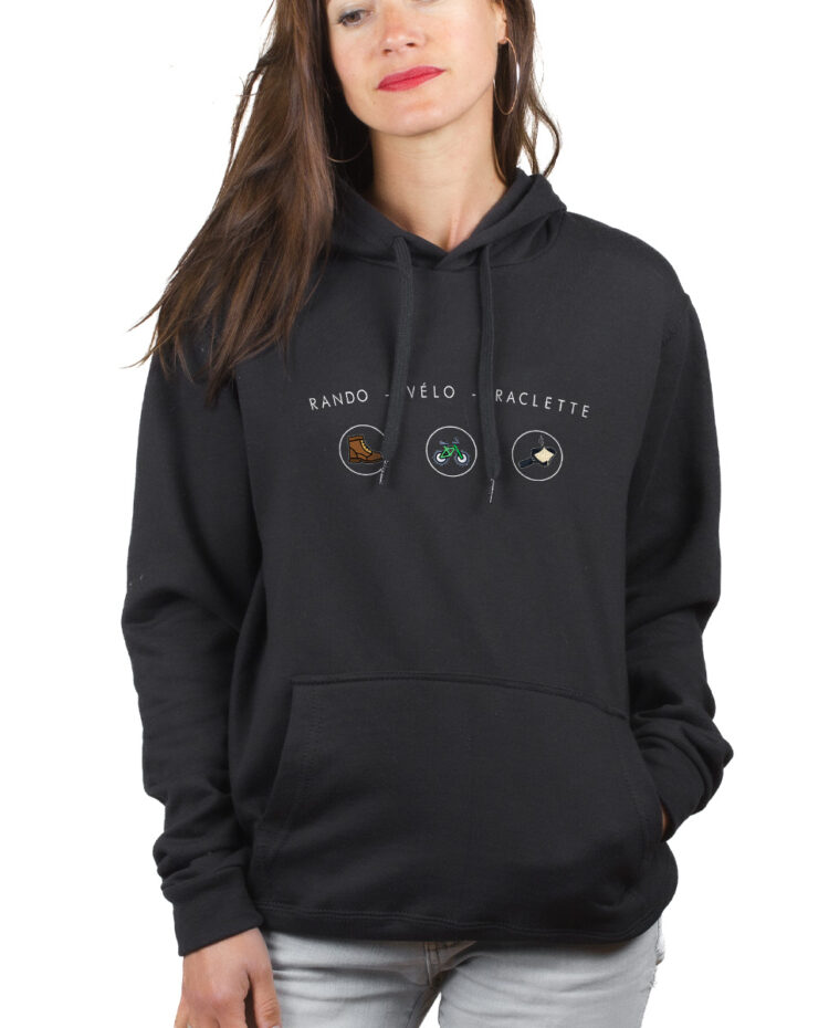 rando velo raclette hoodie Sweat capuche Femme Noir SWFNOI289